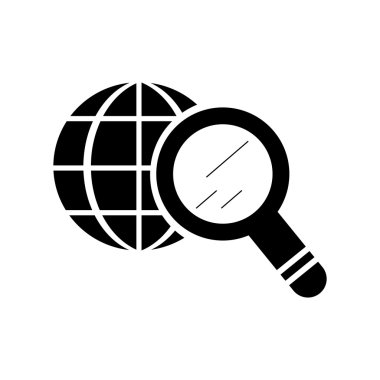 Arama simgesi. Beyaz arka planda siyah simgesi.