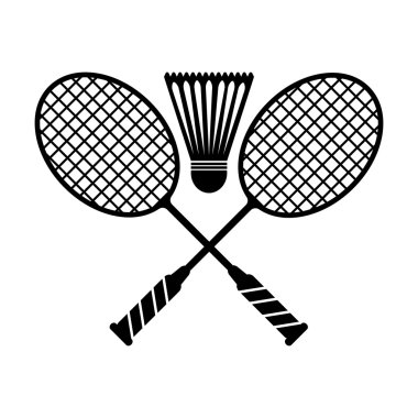 Badminton simgesi. Beyaz arka planda siyah simgesi.