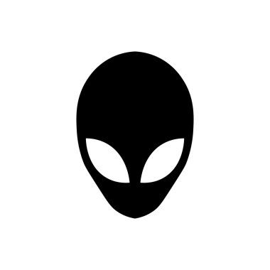 Uzaylı simgesi. Beyaz arka planda siyah simgesi.