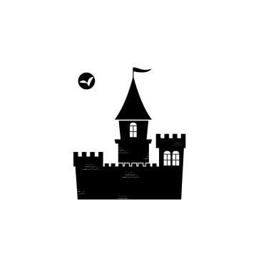 Kale simgesi. Beyaz arka planda siyah simgesi.