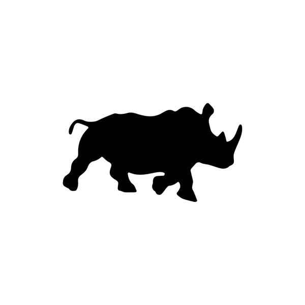 Ícone de rinoceronte. Ícone preto no fundo branco . — Vetor de Stock