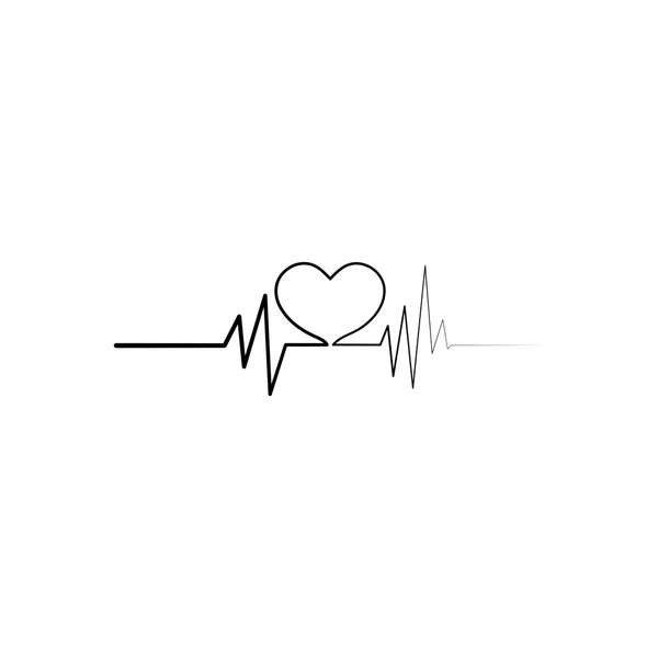 Corazón con cardiograma. icono. Icono negro sobre fondo blanco . — Vector de stock