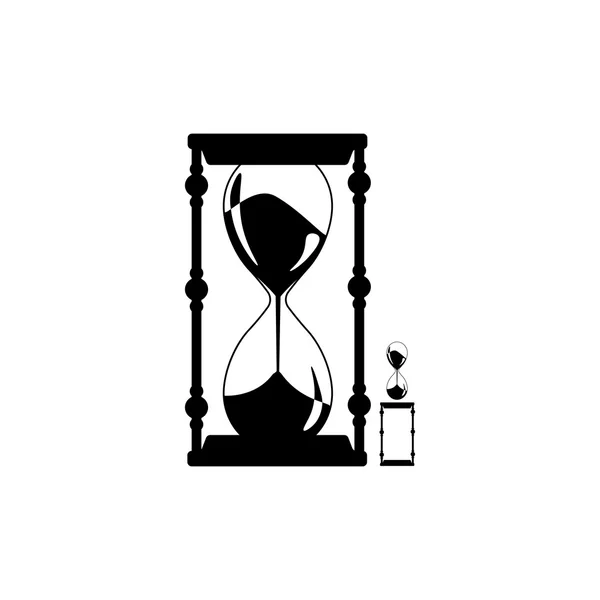 Reloj icono de cristal. Icono negro sobre fondo blanco . — Archivo Imágenes Vectoriales