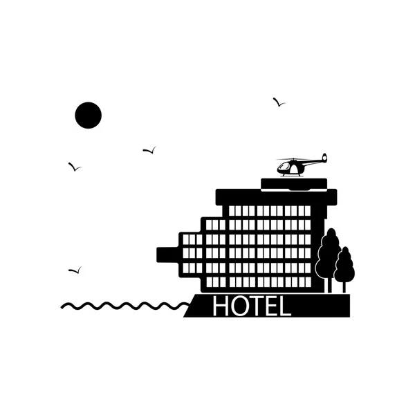 Hotelsymbol. schwarzes Symbol auf weißem Hintergrund. — Stockvektor