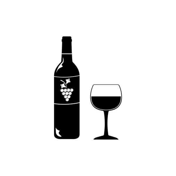 Icono de vino y vidrio. Icono negro sobre fondo blanco . — Archivo Imágenes Vectoriales