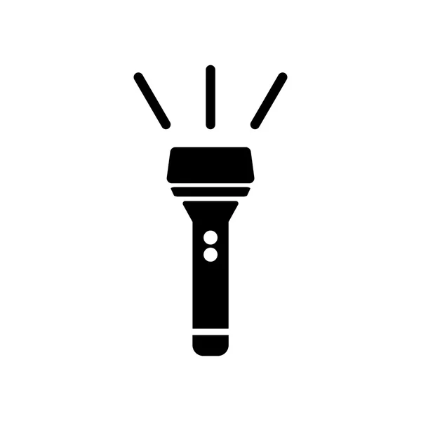 Taschenlampensymbol. schwarzes Symbol auf weißem Hintergrund. — Stockvektor
