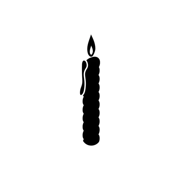 Icona della candela accesa. Icona nera su sfondo bianco . — Vettoriale Stock