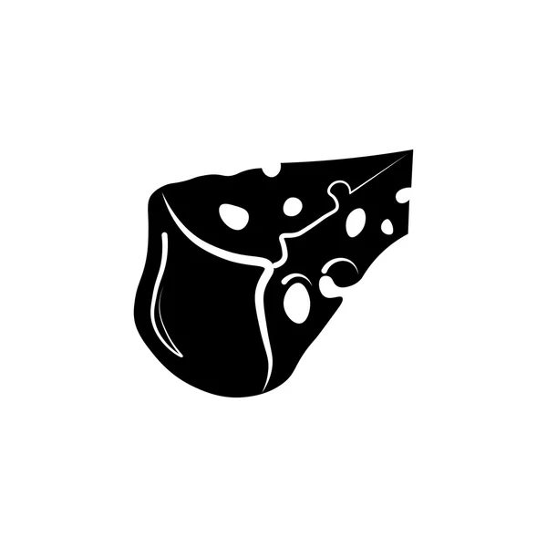 Icono de queso. Icono negro sobre fondo blanco . — Vector de stock