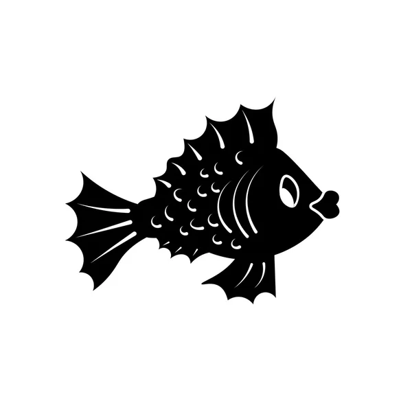 Ikona ryby. Černá ikona na bílém pozadí. — Stockový vektor