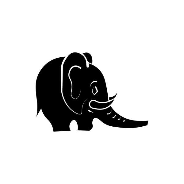 Ícone de elefante. Ícone preto no fundo branco . — Vetor de Stock