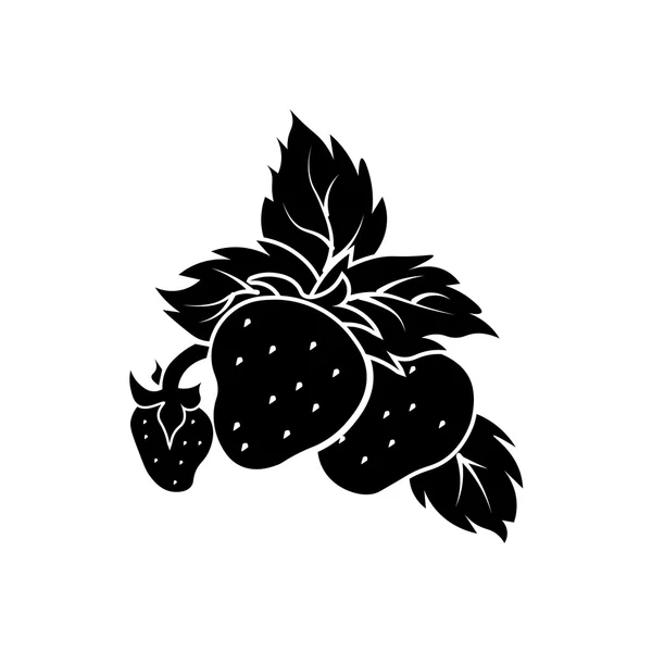 Φράουλα εικονίδιο. Μαύρη εικόνα σε άσπρο φόντο. — Διανυσματικό Αρχείο