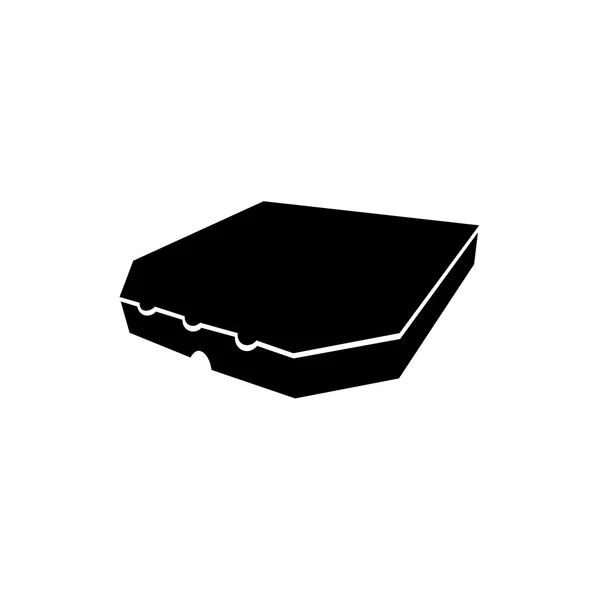 Caja para icono de pizza. Icono negro sobre fondo blanco . — Vector de stock