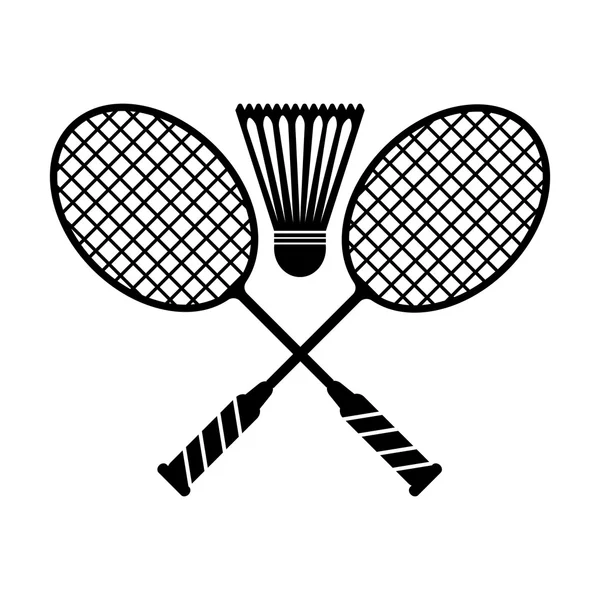 Badminton simgesi. Beyaz arka planda siyah simgesi.