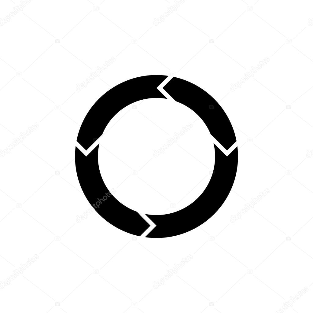 Circular arrows icon. Black icon on white background.