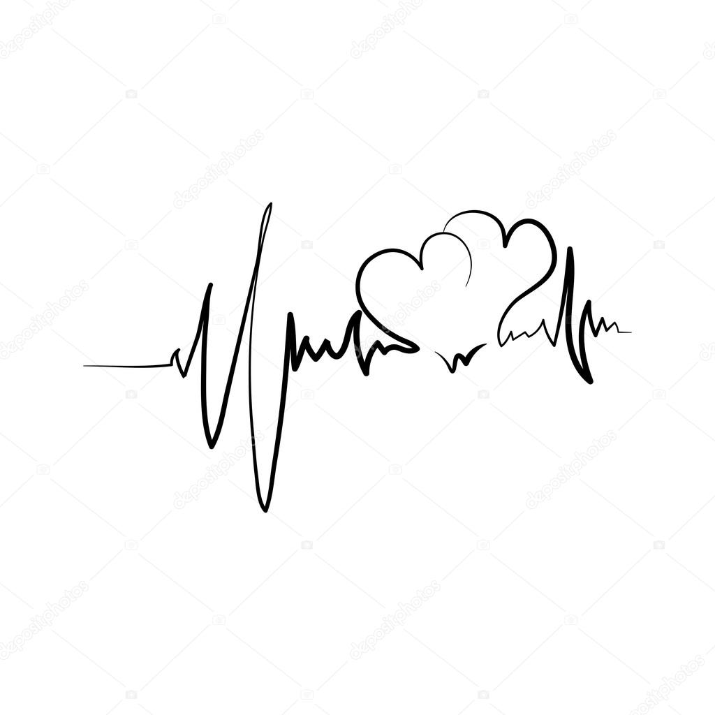 Heart with cardiogram icon. Black icon on white background.
