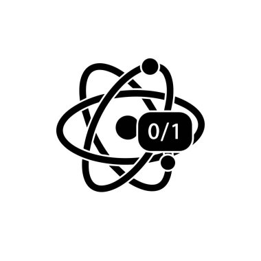 Kuantum hesaplama qubit atom simgesi vektörü