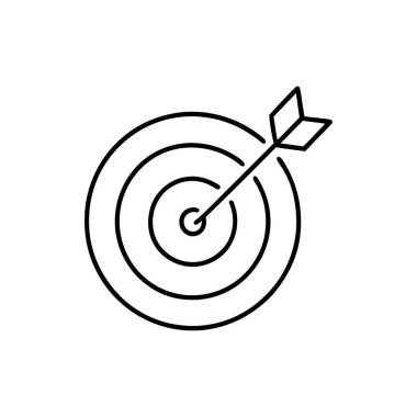İş yönetimi hedefi belirleme stratejisi ve başarısı için ok çizgisi simgesi siyah beyaz vektör sembolüne sahip hedef