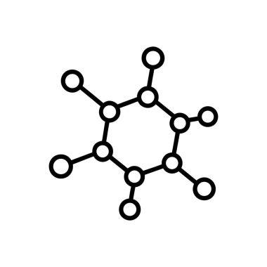Siyah ve beyaz moleküler yapı simgesi basit bilimsel kimya ağı çizimi