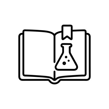 Kimya şişesi siyah-beyaz vektör illüstrasyonlu bilim eğitimi simgesi