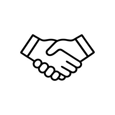 İş ortaklığı tokalaşma ikonu, anlaşmanın siyah-beyaz vektör sembolü işbirliği anlaşması ve finans ve kurumsal başarıya güven