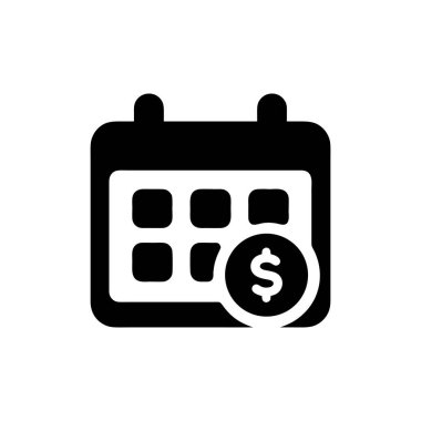 Ödeme takvimi ödeme tarihi ve finansal planlama çizelgesi çizimi için dolar işareti simgesine sahip siyah beyaz takvim