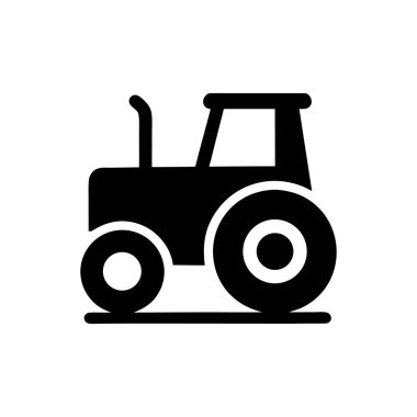 Traktör simgesi siyah beyaz vektör illüstrasyon tarım taşıma sembolü