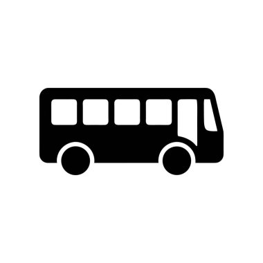 Siyah ve beyaz bus simgesi basit toplu taşıma silueti vektör çizimi