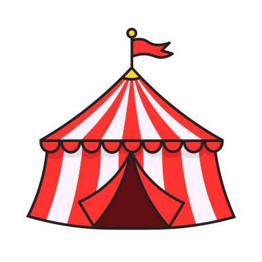 Sirk Çadırı Karnavalı Düz Çizgi Film Vektörü Simgesi