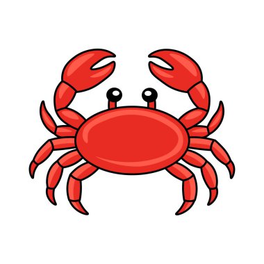 Tatlı Kırmızı Yengeç Çizgi Filmi Vektör İllüstrasyonu