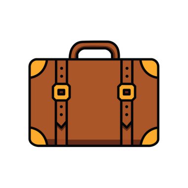 Vintage Seyahat Bavulunun Görüntü Vektörü Grafik Çizimi