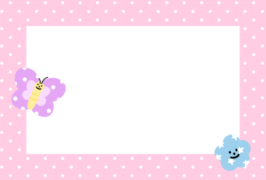 Sevimli dikdörtgen pembe çerçeve, benekli desen, Sevgililer Günü için kelebek ve çiçek, dekorasyon, polaroid fotoğraf, şablon, sosyal medya postası, poster, kitap kapağı, yapışkan not, okul ismi kartı