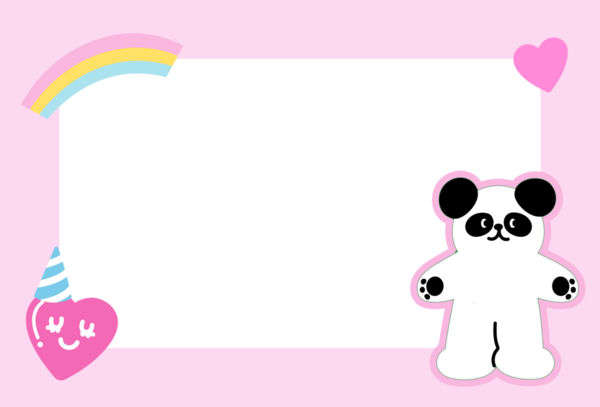 Panda, gökkuşağı, dekorasyon kalpleri, polaroid fotoğraf, şablon, sosyal medya postası, poster, kitap kapağı, yapışkan not, okul ismi kartı, hayvan baskısı, hayvanat bahçesi