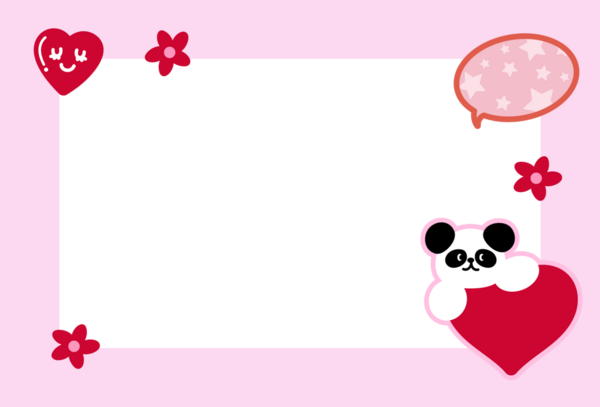 Panda, kırmızı kalp, dekorasyon için çiçekler, polaroid fotoğraf, şablon, sosyal medya postası, poster, kitap kapağı, yapışkan not, okul adı kartı, hayvan baskısı, hayvanat bahçesi