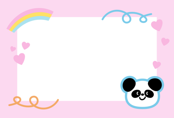 Panda, gökkuşağı, dekorasyon kalpleri, polaroid fotoğraf, şablon, sosyal medya postası, poster, kitap kapağı, yapışkan not, okul ismi kartı, hayvan baskısı, hayvanat bahçesi