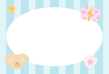 Pastel mavi çizgili dikdörtgen çerçeve, okul isim etiketi için köpek yavrusu, kelebek, baskı, dekorasyon, polaroid fotoğraf, reklam şablonu, sosyal medya postası, poster, kitap kapağı tasarımı, not defteri, hayvanlar