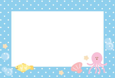 Deniz şablonu, akvaryum, okyanus, hayvan, hayvanat bahçesi, hediyelik eşya dükkanı, polaroid fotoğraf, kartpostal, tatil posteri, yapışkan not, not defterleri için balık ve oklupus içeren mavi benekli çerçeve.