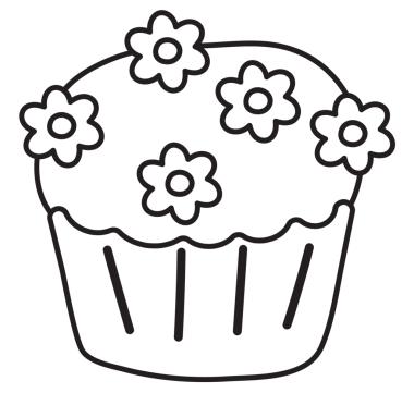 Boyama kitabı, fırın, pasta, yiyecek, brunch, öğleden sonra çayı, kahve dükkanı, tatlı tatlı tatlı kitabı, fırın alışverişi, süpermarket, mağaza için çiçek kremalı kek taslağı.