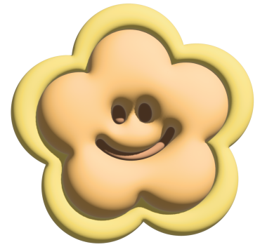 Model, ürün, bitki, ağaç, doğa, bahçe, çiçek deseni, dekorasyon, çizgi film karakteri, karikatür, bahar, yaz, piknik, çıkartma için şişirilmiş mutlu çiçeğin üç boyutlu bir tasviri