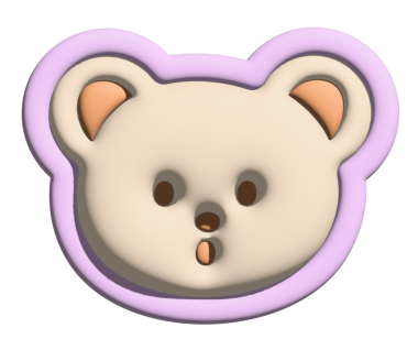 Model, ürün, çizgi film karakteri, çizgi roman karakteri, emoji, ruh hali, duygu, duygu, his, hayvanat bahçesi, hediyelik eşya dükkanı, broş, hayvan broşu, çıkartma, ayı yüzü şekli için şok edici bir oyuncak ayı tasviri