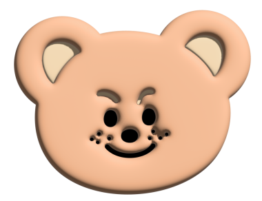 Model, ürün, çizgi film karakteri, çizgi roman, emoji, ruh hali, duygu, duygu, duygu, his, hayvanat bahçesi, hediyelik eşya dükkanı, broş, hayvan broşu, çıkartma, ayı yüzü şekli için 3D 'de gülümseyen oyuncak ayının resmi