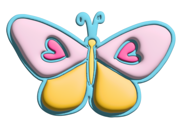 Model, hayvan, bahar, yaz, çiçek, çizgi film karakteri, çizgi roman karakteri, maskot, etiket, yama, broş, oyuncak, bebek, doğa, çiçek, çiçek için üç boyutlu kalp desenli pembe kelebek.