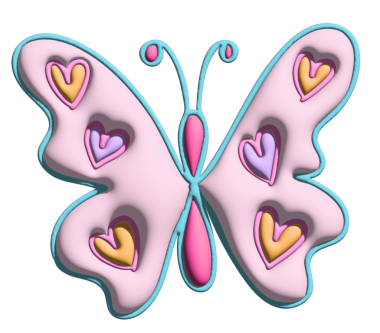 Model, hayvan, bahar, yaz, çiçek, çizgi film karakteri, çizgi roman karakteri, maskot, etiket, yama, broş, oyuncak, bebek, doğa, çiçek, çiçek için üç boyutlu kalp desenli pembe kelebek.