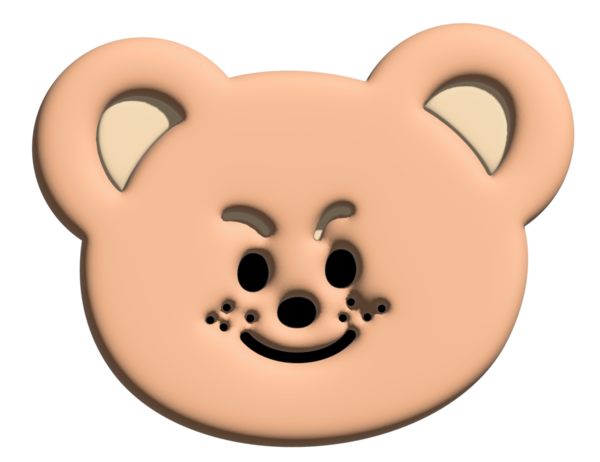 Model, ürün, çizgi film karakteri, çizgi roman, emoji, ruh hali, duygu, duygu, duygu, his, hayvanat bahçesi, hediyelik eşya dükkanı, broş, hayvan broşu, çıkartma, ayı yüzü şekli için 3D 'de gülümseyen oyuncak ayının resmi