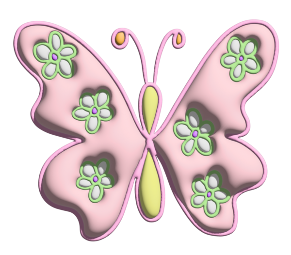 Model, hayvan, bahar, yaz, çiçek, çizgi film karakteri, komik, maskot, etiket, yama, broş, oyuncak, bebek, doğa, çiçek, çiçek için 3D çiçek desenli pastel pembe kelebek.