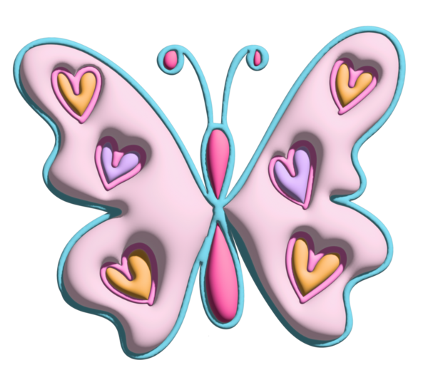 Model, hayvan, bahar, yaz, çiçek, çizgi film karakteri, çizgi roman karakteri, maskot, etiket, yama, broş, oyuncak, bebek, doğa, çiçek, çiçek için üç boyutlu kalp desenli pembe kelebek.