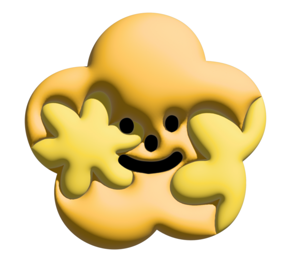 Model, şişirilmiş ürün, bitki, ağaç, doğa, bahçe, çiçek deseni, dekorasyon, çizgi film karakteri, maskot, şirin yama, broş, çıkartma, marka etiketi için üç boyutlu gülümseyen sarı çiçeğin tasviri