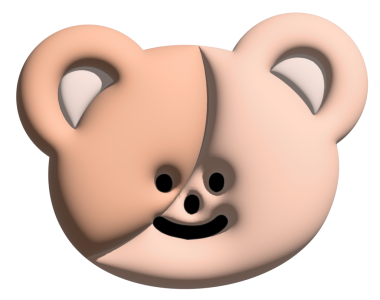 Model, ürün, çizgi film karakteri, çizgi roman, emoji, ruh hali, duygu, duygu, duygu, his, hayvanat bahçesi, hediyelik eşya dükkanı, broş, hayvan broşu, çıkartma, ayı yüzü şekli için 3D 'de gülümseyen oyuncak ayının resmi