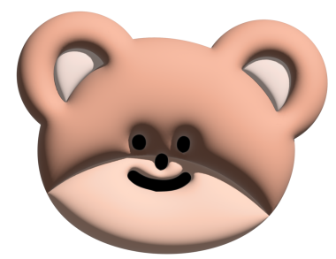 Model, ürün, çizgi film karakteri, çizgi roman, emoji, ruh hali, duygu, duygu, duygu, his, hayvanat bahçesi, hediyelik eşya dükkanı, broş, hayvan broşu, çıkartma, ayı yüzü şekli için 3D 'de gülümseyen oyuncak ayının resmi