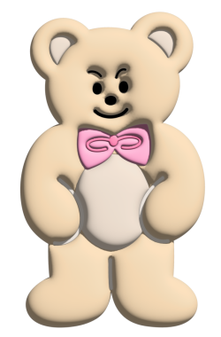 Model, ürün, çizgi film karakteri, çizgi roman, emoji, ruh hali, duygu, duygu, duygu, his, hayvanat bahçesi, hediyelik eşya dükkanı, broş, hayvan broşu, çıkartma, ayı yüzü şekli için 3D 'de gülümseyen oyuncak ayının resmi