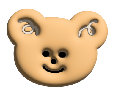 Model, ürün, çizgi film karakteri, çizgi roman, emoji, ruh hali, duygu, duygu, duygu, his, hayvanat bahçesi, hediyelik eşya dükkanı, broş, hayvan broşu, çıkartma, ayı yüzü şekli için 3D 'de gülümseyen oyuncak ayının resmi